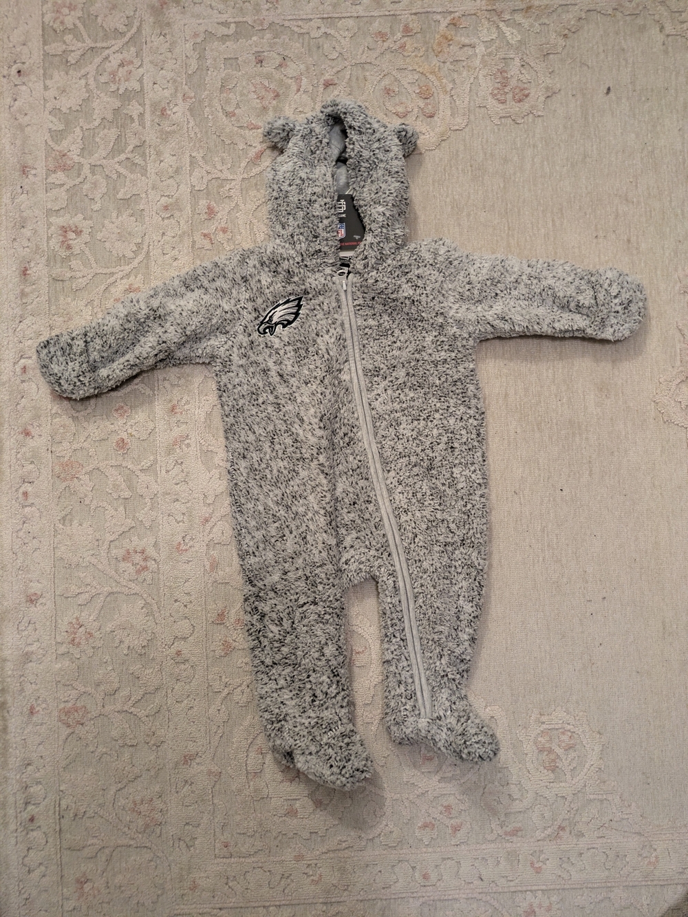 NFL Gray Plush Baby Footed Hoodie One-Piece